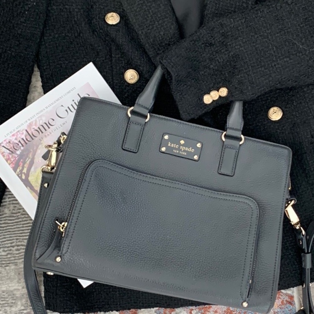 Kate spade ♠️ charcoal black leather tote handbag